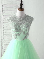 Green Tulle Lace Applique Long Corset Prom Dress Blue Tulle Sweet 16 Dress outfit, Bridesmaid Dresses Styles