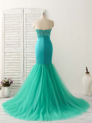 Green Tulle Mermaid Long Corset Prom Dress Green Evening Dress outfit, Formal Dresses Gowns