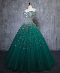 Green Tulle Sequin Long Corset Prom Gown, Green Sequin Sweet 16 Dress outfit, Prom Dresses For 033
