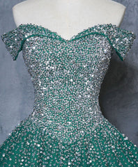 Green Tulle Sequin Long Corset Prom Gown, Green Sequin Sweet 16 Dress outfit, Prom Dresses Style