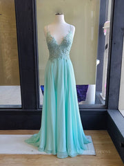 Green v neck lace chiffon long Corset Prom dress, lace evening dress outfit, Homecoming Dress Black