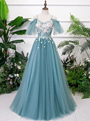 Green V Neck Tulle Lace Long Corset Prom Dress Lace Evening Dress outfit, Evening Dresses Wedding