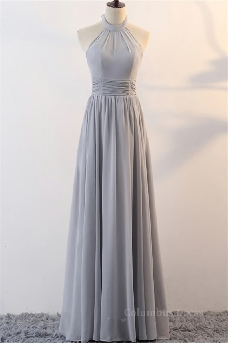 Grey Chiffon Long Mismatched Corset Bridesmaid Dresses outfit, Prom Dress Store