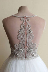 Halter Illusion neck High split A line Tulle Princess Corset Wedding Dress outfit, Weddings Dresses Vintage