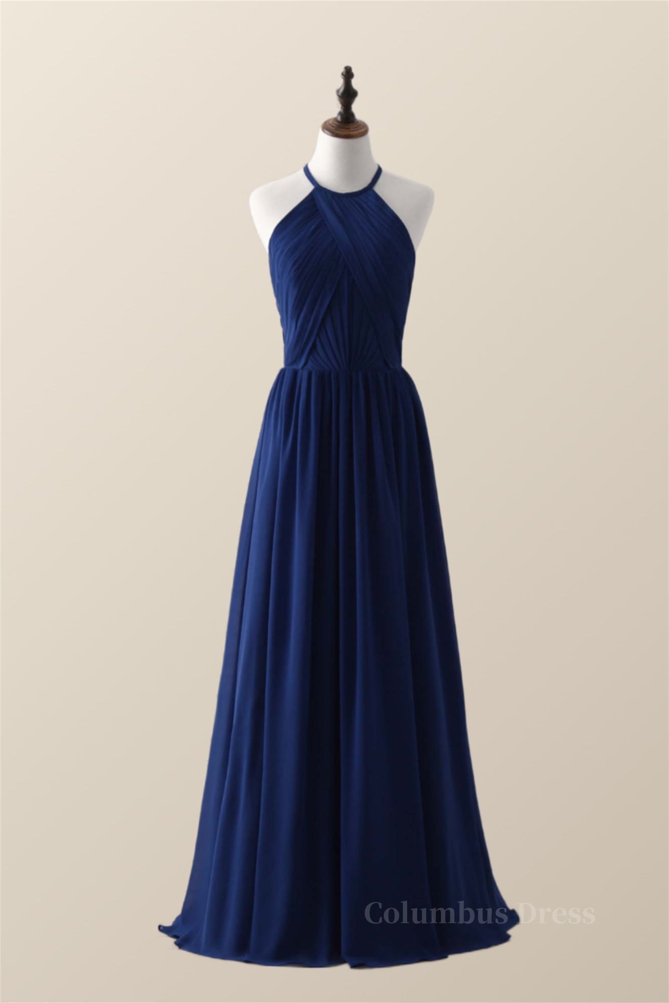 Halter Royal Blue Pleated Long Corset Bridesmaid Dress outfit, Bridesmaids Dress Long