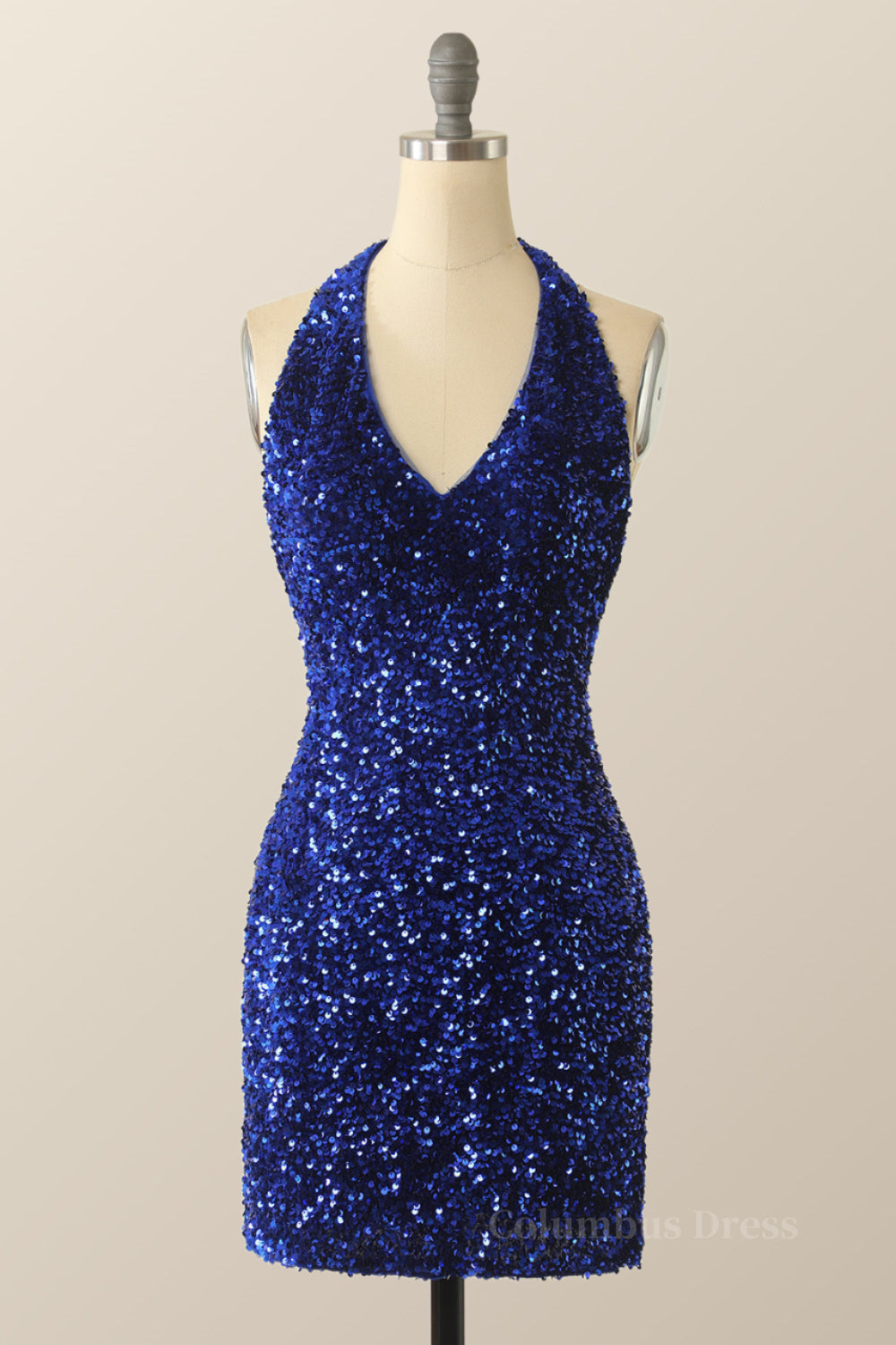 Halter Royal Blue Sequin Bodycon Dress outfits, Homecoming Dress Sweetheart