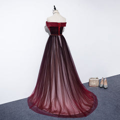 High Quality Gradient Dark Red Sweetheart Long Corset Prom Dress, Tulle Evening Dress outfit, Party Dress Open Back