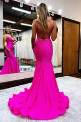 Hot Pink Sequined Spaghetti Straps Corset Prom Dress outfits, Hot Pink Sequined Spaghetti Straps Prom Dress