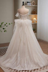 Ivory Straps Beading Bows Ruffle Pleated Long Corset Prom Dress outfits, Prom Dresses Beautiful