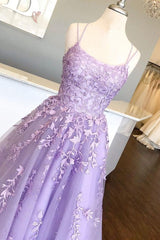 A Line Tulle Yellow Spaghetti Straps Corset Prom Dresses With Appliques Party Dresses outfit, Formal Dress For Woman