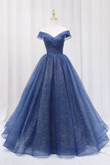 Blue Off the Shoulder Long Party Dress Evening Gown, Blue Junior Corset Prom Dress outfits, Bridesmaids Dresses Lavender