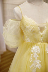 Yellow Lace Short Corset Prom Dress, Off the Shoulder Corset Homecoming Dress outfit, Party Dress Pattern Free
