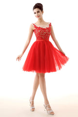 Lace Cute Red Short Corset Homecoming Dresses outfit, Party Dresses For Christmas Party