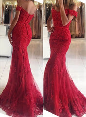 Lace Long/Floor-Length Trumpet/Mermaid Sleeveless Off-The-Shoulder Zipper Corset Prom Dress With Appliqued Beaded outfit, Bridesmaids Dresses Color Schemes