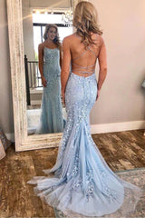 Lace Mermaid Backless Corset Prom Dress outfits, Lace Mermaid Backless Prom Dress
