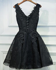 Lace V-neckline Short Black Lace Corset Prom Dresses, Black Corset Homecoming Dresses outfit, Evening Dress Wedding