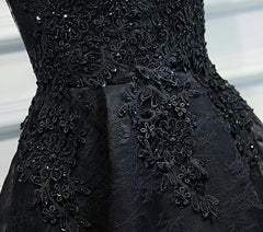 Lace V-neckline Short Black Lace Corset Prom Dresses, Black Corset Homecoming Dresses outfit, Evening Dress Long