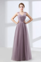 Lavender A-Line Sweetheart Floor-Length Tulle Pleated Corset Bridesmaid Dresses outfit, Evening Dresses On Sale