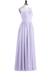 Lavender Illusion Scoop Chiffon Long Corset Bridesmaid Dress outfit, Short Wedding Dress