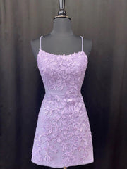Lavender Lace Short Corset Homecoming Dresses,Backless Hoco Dress outfits, Homecoming Dresses Tight