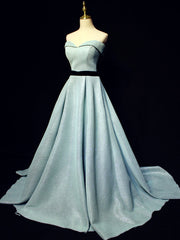 Light Blue A line Long Corset Prom Dress, Blue Corset Formal Evening Dresses outfit, Prom Dress Long