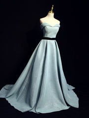 Light Blue A line Long Corset Prom Dress, Blue Corset Formal Evening Dresses outfit, Wedding Shoes Bride
