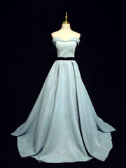 Light Blue A line Long Corset Prom Dress, Blue Corset Formal Evening Dresses outfit, Elegant Prom Dress