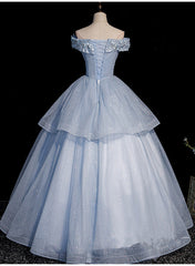 Light Blue Corset Ball Gown Tulle with Lace Corset Formal Dress, Blue Sweet 16 Dresses outfit, Formal Dress Fashion