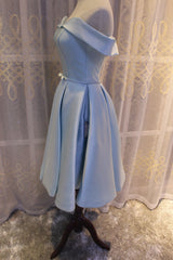 Light Blue Off Shoulder Satin Corset Bridesmaid Dress, Blue Short Corset Formal Dress outfit, Prom Dresses Long Elegant