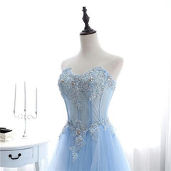 Light Blue Sweetheart Evening dress, Long Tulle Corset Prom Dress outfits, Fancy Outfit