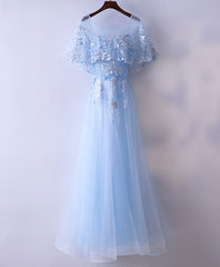 Light Blue Tulle Lace Long Corset Prom Dress, Blue Lace Graduation Dress outfits, Dress Short