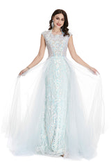 Light Blue Tulle Sequins Appliques Cap Sleeve Corset Prom Dresses outfit, Homecoming Dress Pink