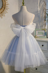 Light Blue Tulle Short A-line Corset Homecoming Dress outfit, Prom Dresses2028