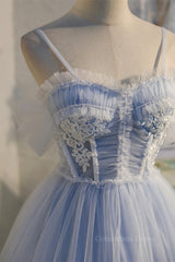 Light Blue Tulle Short A-line Corset Homecoming Dress outfit, Prom Dress Uk