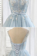 Light blue tulle short Corset Prom dress, blue Corset Homecoming dress outfit, Homecoming Dresses For Girl