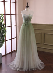 Light Green Gradient Tulle Long Corset Formal Dress, Green Beaded Sweetheart Corset Prom Dresses outfit, Formal Dresses For Large Ladies