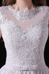 Light Pink Chiffon Corset Wedding Dresses with veil Lace Appliques Top Short Sleeve Gowns, Wedding Dress Brides