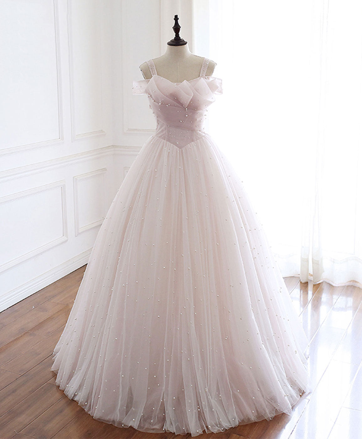 Light Pink Tulle Long Corset Prom Dress Pink Tulle Corset Formal Graduation Dresses outfit, Prom Dress Style