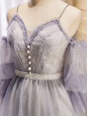 Light Purple A-Line Tulle Lace Short Corset Prom Dresses, Light Purple Corset Homecoming Dresses outfit, Reception Dress
