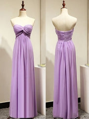 Light Purple Empire Sweetheart Corset Bridesmaid Dresses with Ruching, Simple Chiffon Corset Prom Dress outfits, Party Dresses Long Dress