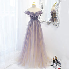 Light Purple Shiny Tulle Gradient A-line Sweetheart Corset Prom Dress, Long Tulle Corset Formal Dress outfit, Formal Dress Australia