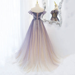 Light Purple Shiny Tulle Gradient A-line Sweetheart Corset Prom Dress, Long Tulle Corset Formal Dress outfit, Formal Dress Boutique