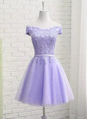 Light Purple Short Corset Bridesmaid Dress , Tulle with Lace New Corset Formal Dresses outfit, Homecoming Dresses Black Girl