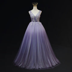 Light Purple Tulle Gradient Lace Applique Corset Formal Dress, Long Corset Prom Dress outfits, Formal Dress For Wedding Reception
