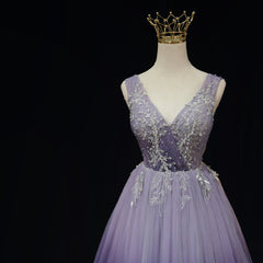 Light Purple Tulle Gradient Lace Applique Corset Formal Dress, Long Corset Prom Dress outfits, Formal Dresses For Wedding Guest