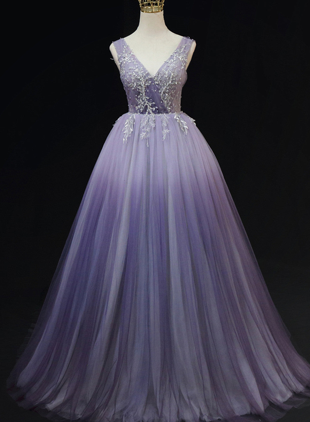 Light Purple Tulle Gradient Lace Applique Corset Formal Dress, Long Corset Prom Dress outfits, Formal Dress Attire For Wedding