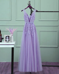 Light Purple Tulle Long Party Dress , A-line Corset Bridesmaid Dress outfit, Formal Dress Stores Near Me