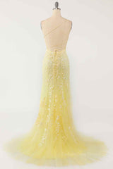 Light Yellow Light Blue Mermaid Scoop Neckline Applique Lace-Up Back Long Corset Prom Gown outfits, Party Dress A Line