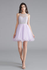 A-Line Tulle Sleeveless Beading Corset Homecoming Dresses outfit, Prom Dresses Under 127