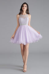 A-Line Tulle Sleeveless Beading Corset Homecoming Dresses outfit, Prom Dress Under 127